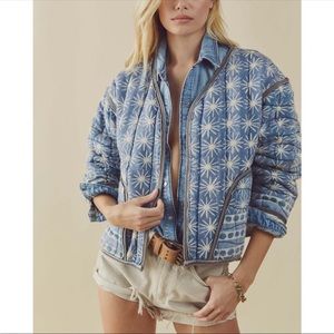 NWT Free People Kara Quilted Cardi / Pacific Combo